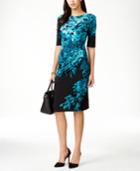 Connected Floral Side-ruched Sheath Dress
