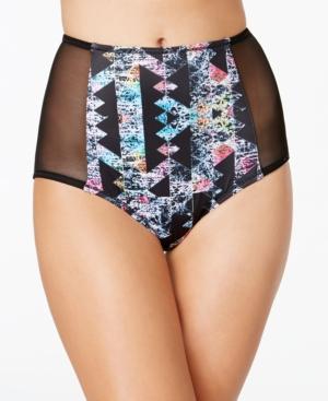 Hula Honey Just Another Brick Mesh-inset High-waist Bikini Bottoms Women's Swimsuit