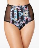 Hula Honey Just Another Brick Mesh-inset High-waist Bikini Bottoms Women's Swimsuit