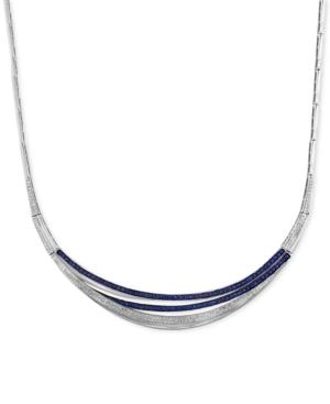 Effy Sapphire (1-5/8 Ct. T.w.) And Diamond (5/8 Ct. T.w.) Necklace In 14k White Gold