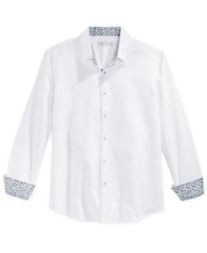 Level 10 Men's Solid White Button-front Shirt