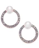 Inc International Concepts Rose Gold-tone Pave & Imitation Pearl Front-back Earrings, Created For Macy's