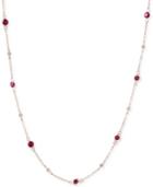 Amore By Effy Ruby (1-3/8 Ct. T.w.) & Diamond (1/8 Ct. T.w.) Station Collar Necklace In 14k Rose Gold