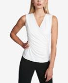 Dkny Ruched Faux-wrap Top
