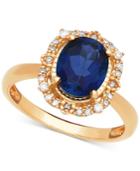 Sapphire (1 Ct. T.w.) & Diamond (1/10 Ct. T.w.) Halo Ring In 14k Gold