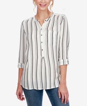 Lucky Brand Striped Roll-tab Top