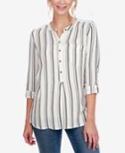 Lucky Brand Striped Roll-tab Top