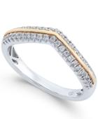 Diamond Two-tone Chevron Ring (1/4 Ct. T.w.) In 14k Gold & White Gold