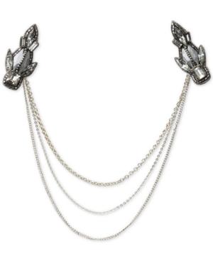 Deepa Gunmetal-tone Crystal Chain Draped Hair Clip