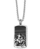 Effy Men's Hematite (36 X 20mm) Lion Dog Tag Pendant Necklace In Sterling Silver