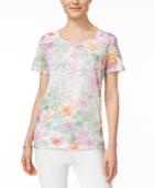 Alfred Dunner Floral-print Lace Top