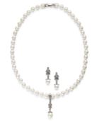 Charter Club Silver-tone Glass Pearl Necklace And Drop Earring Jewelry