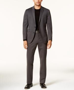 Kenneth Cole Reaction Men's Slim-fit Charcoal Knit Techni-cole Suit