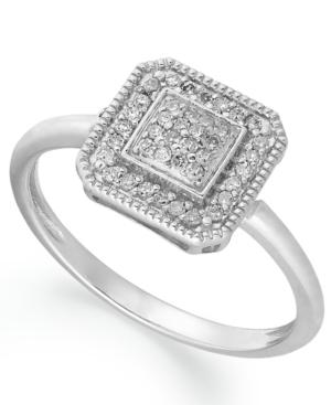 Diamond Ring, 10k White Gold Diamond Square Ring (1/6 Ct. T.w.)