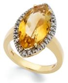14k Gold Ring, Citrine (5-1/2 Ct. T.w.) And Diamond (1/4 Ct. T.w.) Marquise Ring