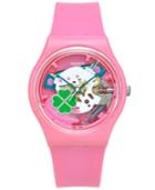 Swatch Unisex Swiss Flowerfull Pink Silicone Strap Watch 34mm Gp147