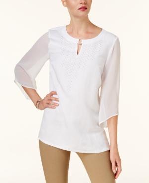 Jm Collection Chiffon-sleeve Tunic, Created For Macy's