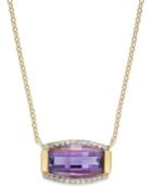 Amethyst (3 Ct. T.w.) And Diamond (1/8 Ct. T.w.) Pendant Necklace In 14k Gold Vermeil Over Sterling Silver