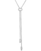 Lucky Brand Silver-tone Imitation Mother-of-pearl & Bead Lariat Necklace, 24-1/2 + 2 Extender