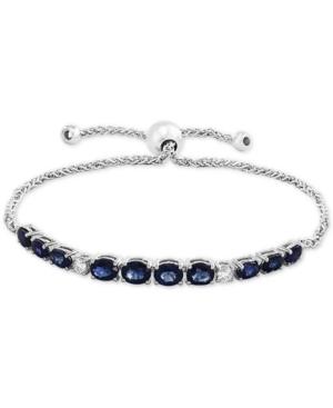 Effy Sapphire (3-5/8 Ct.t.w.) & Diamond (1/5 Ct.t.w.) Bolo Bracelet In 14k White Gold