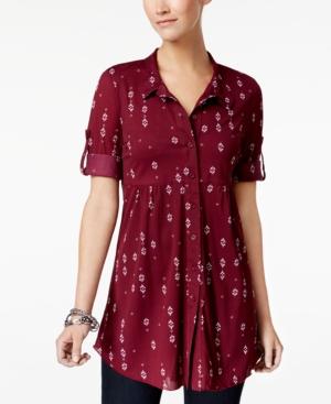 Style & Co Petite Printed Empire Tunic Shirt, Created For Macy's