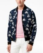 Tallia Men's Slim-fit Navy And White Tropical Print Bomber Jacket