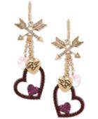 Betsey Johnson Two-tone Crystal Heart Dangle Drop Earrings