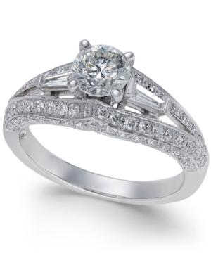 Diamond Split Shank Engagement Ring (1-1/2 Ct. T.w.) In 14k White Gold