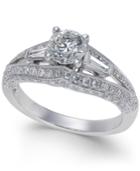 Diamond Split Shank Engagement Ring (1-1/2 Ct. T.w.) In 14k White Gold