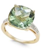 Green Quartz (6-1/4 Ct. T.w.) And Diamond Accent Ring In 14k Gold