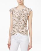 Maison Jules Printed Flutter-sleeve Blouse, Only At Macy's