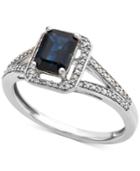 Sapphire (9/10 Ct. T.w.) & Diamond (1/6 Ct. T.w.) Ring In 14k White Gold (also Available In Emerald & Ruby)