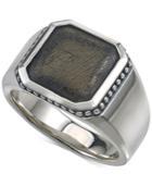 Esquire Men's Jewelry Meteorite Ring In Sterling Silver, Created For Macy's