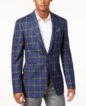 Tallia Men's Light Blue Plaid Sport Coat