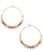 Inc International Concepts Rose Gold-tone Pave & Multi-bead Hoop Earrings, Only At Macy's