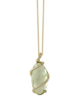 Effy Green Amethyst (7-1/6 Ct. T.w.) And Diamond (1/8 Ct. T.w.) Pendant Necklace In 14k Gold