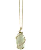 Effy Green Amethyst (7-1/6 Ct. T.w.) And Diamond (1/8 Ct. T.w.) Pendant Necklace In 14k Gold