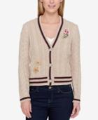 Tommy Hilfiger Patched Cable-knit Cardigan, Created For Macy's