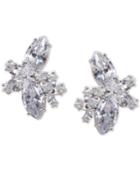 Nina Silver-tone Crystal Cluster Flower Stud Earrings