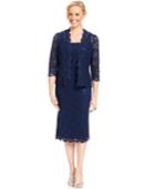 Alex Evenings Sequined Lace Sheath Dress And Jacket