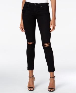 Ag Ripped Black Wash Ankle Leggings