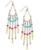 Inc International Concepts Gold-tone Multicolor Beaded Fringe Earrings, Only At Macy's
