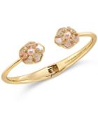 Kate Spade New York Gold-tone Imitation Pearl Floral Open Hinge Bracelet