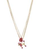 Betsey Johnson Gold-tone Poodle And Rose Layered Pendant Necklace