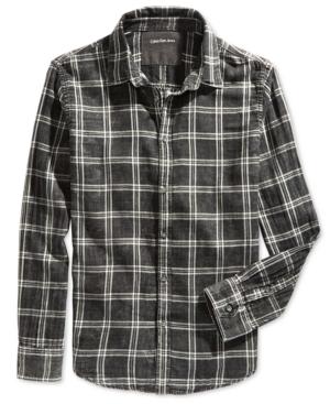 Calvin Klein Jeans Men's Acid Wash Check Double Cloth Long-sleeve Shirt