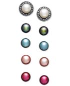 Fresh By Honora Pearl Earrings Set, Sterling Silver Cultured Freshwater Pearl Interchangeable Earrings Set (7mm)