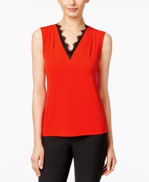 Calvin Klein Sleeveless Lace-trim Top