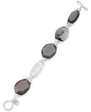 Robert Lee Morris Soho Silver-tone Faceted Stone Toggle Bracelet
