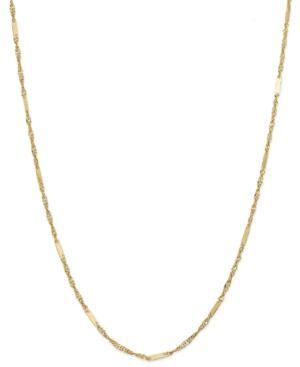 Singapore Chain And Bar Accent Necklace In 14k Gold
