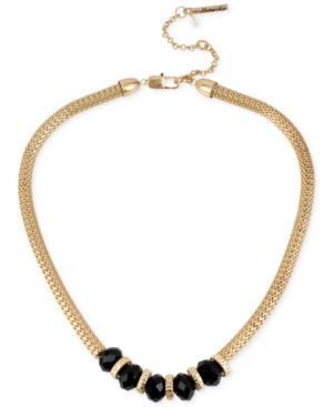 Kenneth Cole New York Gold-tone Jet Bead Frontal Necklace
